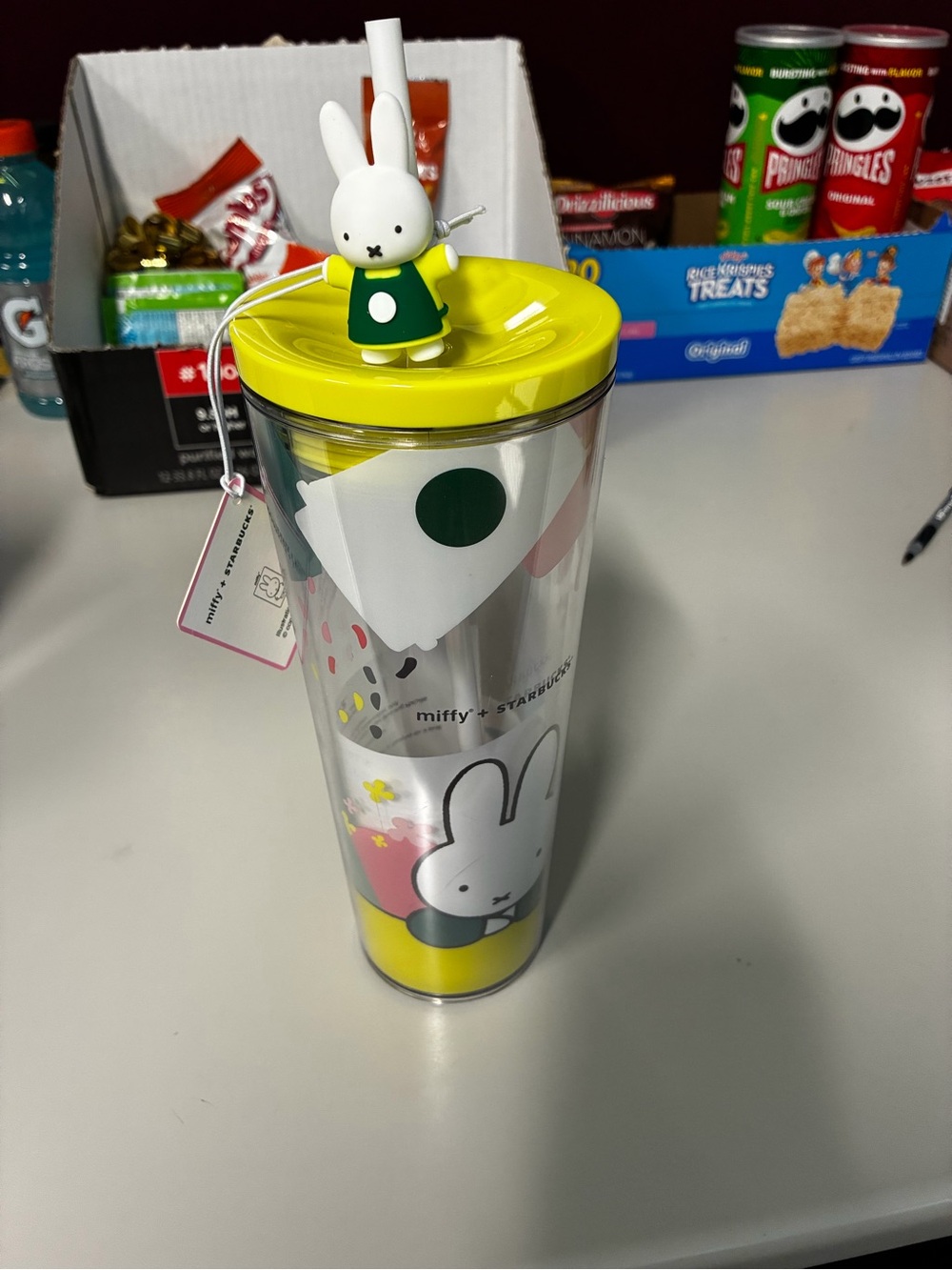 Starbucks Yellow & Green Miffy Tumbler with Bunny Charm
